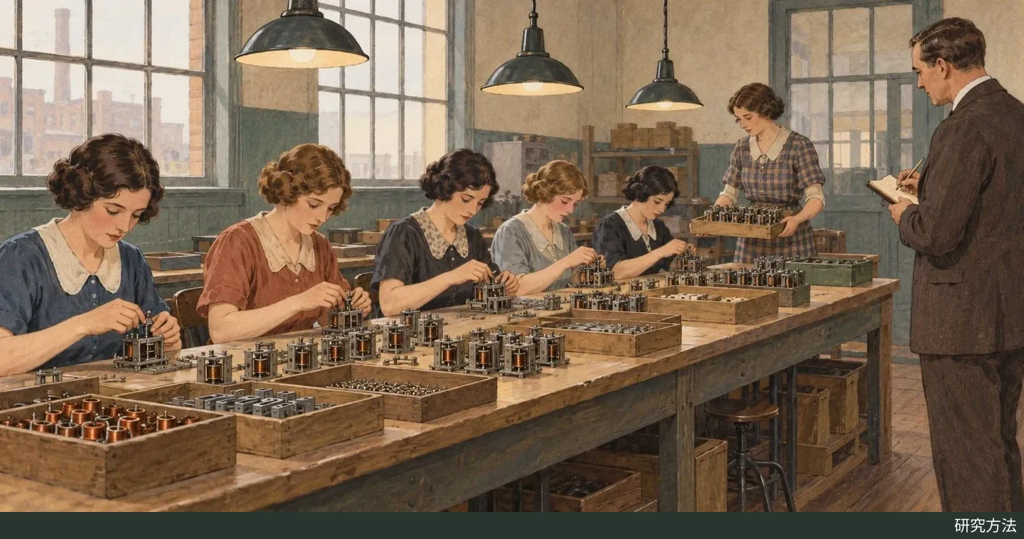 题图：测试室女工装配继电器的历史场景。优先许可明确的公有领域/CC原图，记录作者、来源与许可；找不到再生成示意图。